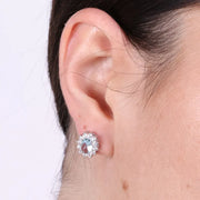 Orecchini in Argento 925 con zirconi bianchi e zircone centrale acqua