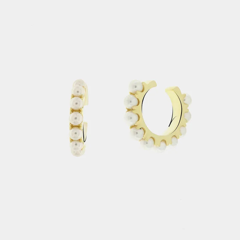 Circle ear cuff in silver with pearls