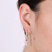 Orecchini in Argento 925 a cerchio con scritta LOVE e cuore rosa