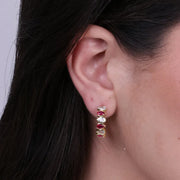 Orecchini in Argento 925 a cerchio con zirconi rossi e trasparenti