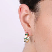 Orecchini in Argento 925 a cerchio con zirconi  trasparenti e verdi