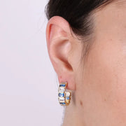 Orecchini in Argento 925 a cerchio con zirconi blu e trasparenti