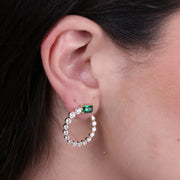 Orecchini in Argento 925 a cerchio con zirconi trasparenti e verdi