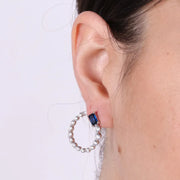 Orecchini in Argento 925 a cerchio con zirconi trasparenti e blu