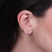 Orecchini in Argento 925 doppio filo con punto luce a lobo