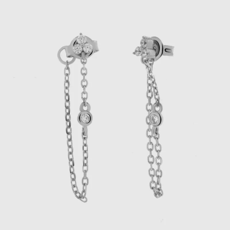 Orecchini in Argento 925 doppio filo con punto luce a lobo