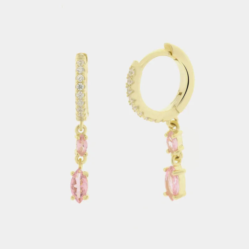925 silver hoop earrings with pink zircons