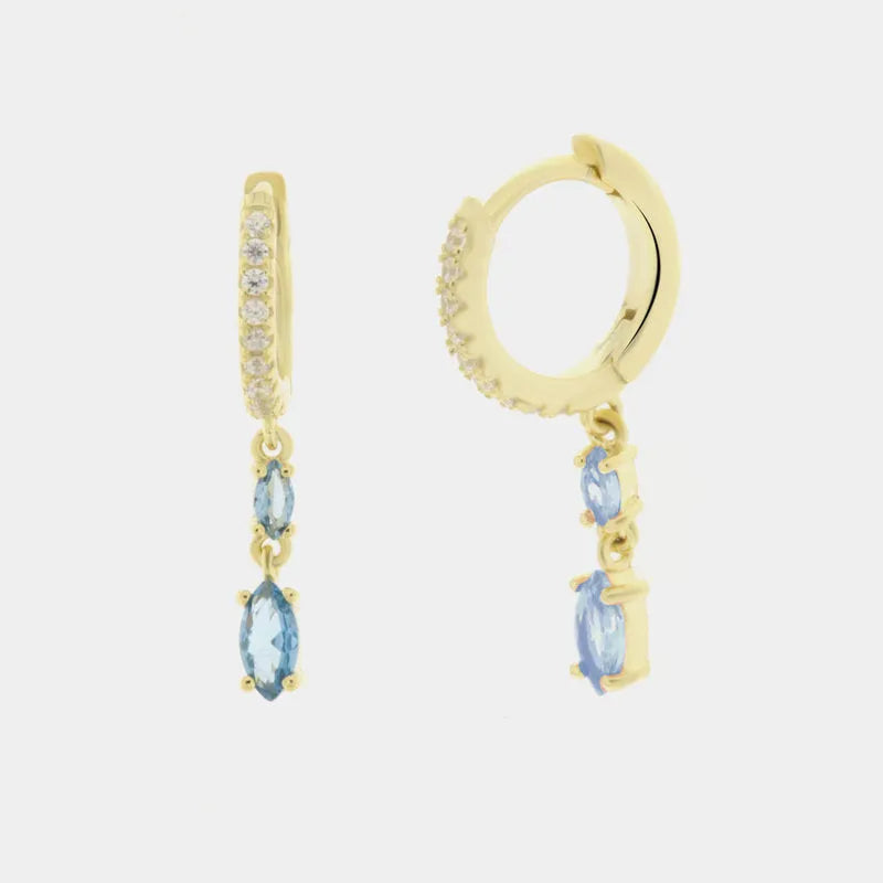 Orecchini in Argento 925 a cerchio con zirconi azzurri