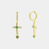 Orecchini in Argento 925 a cerchio con croce verde
