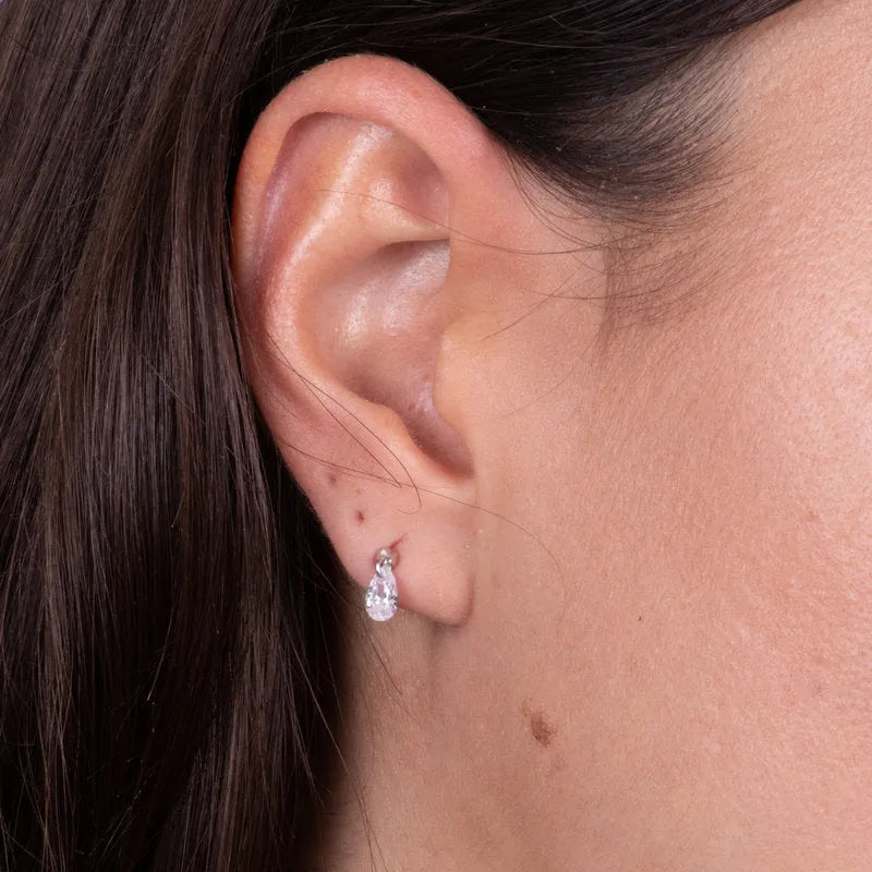 Silver piercing with transparent zircon