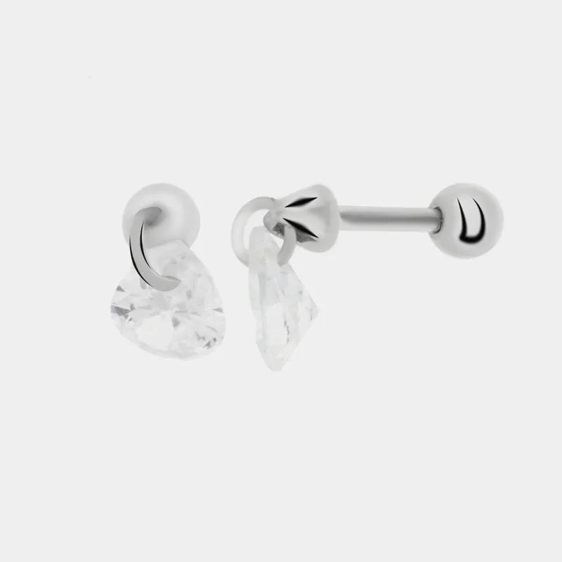 Piercing in Argento con zircone trasparente