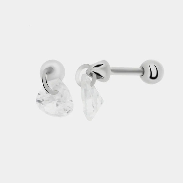 Piercing in Argento con zircone trasparente