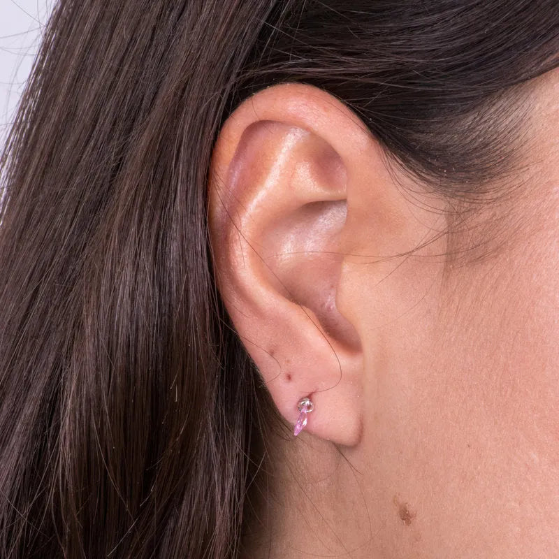 Piercing in Argento con zircone rosa