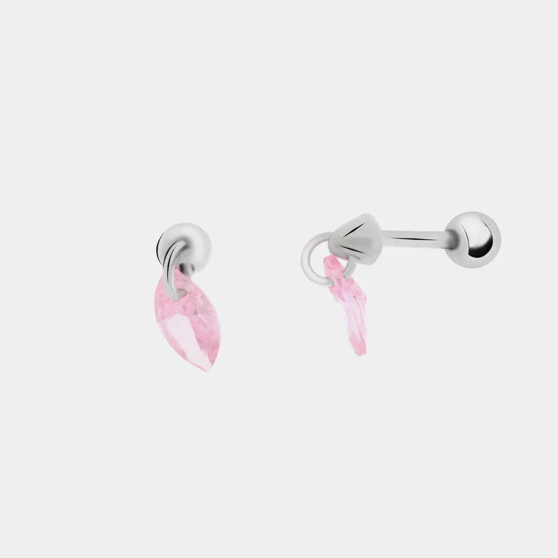 Piercing in Argento con zircone rosa