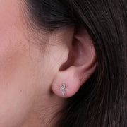 Piercing in Argento con zircone acquamarina