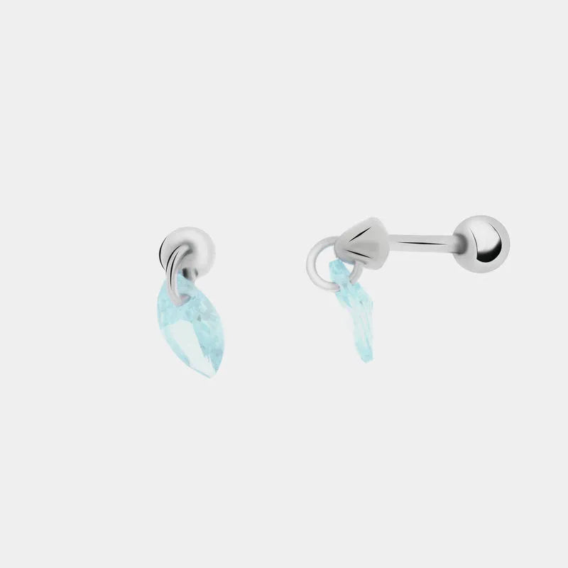 Piercing in Argento con zircone acquamarina