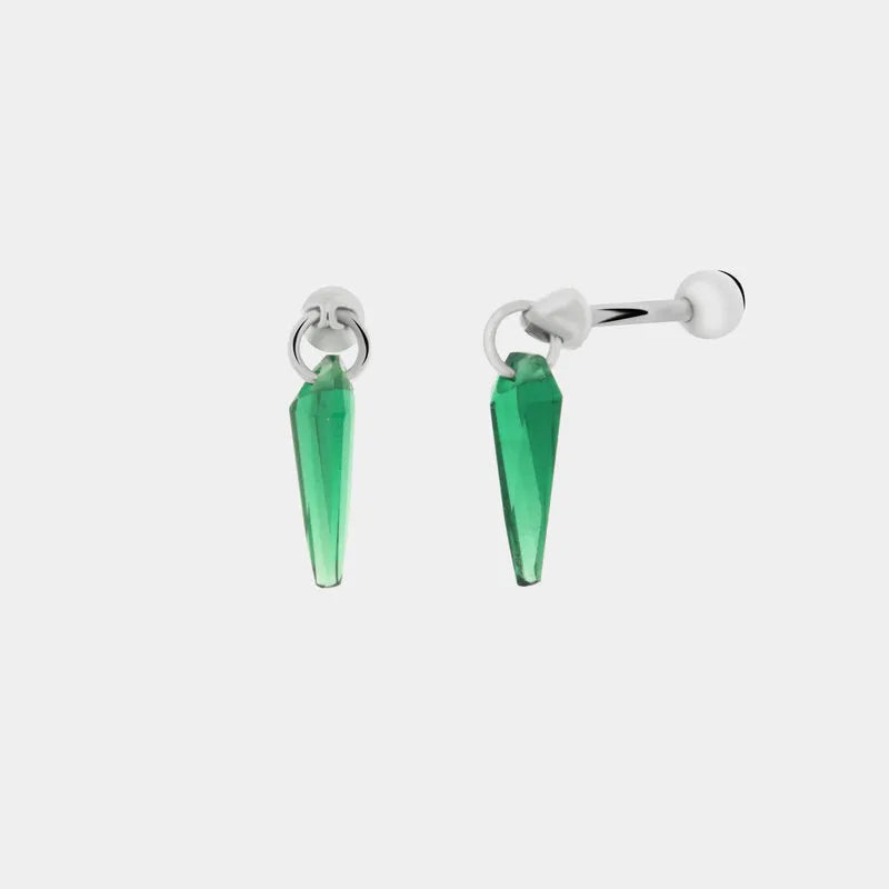 Piercing in Argento con zircone verde