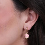 Orecchini in Argento 925 con campanella rosa Capri e zirconi
