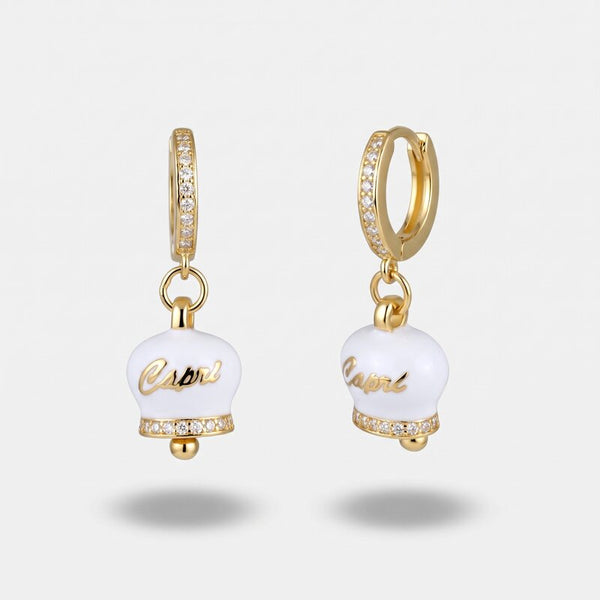 Orecchini in Argento 925 con campanella bianca Capri e zirconi
