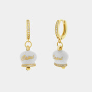 Orecchini in Argento 925 con campanella bianca Capri e zirconi