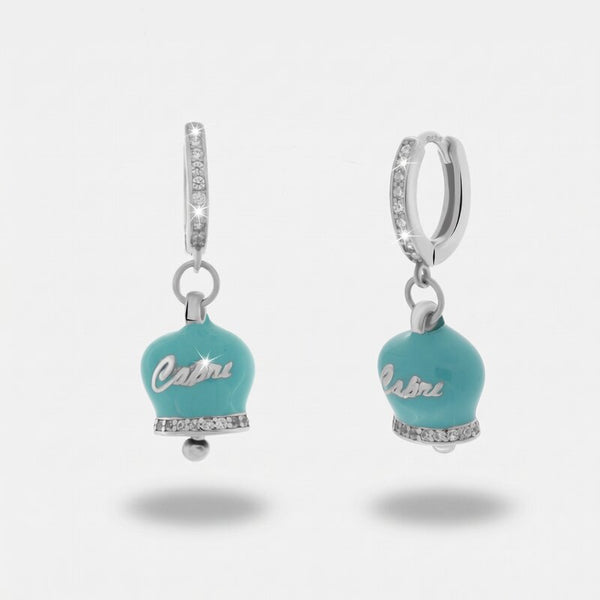 Orecchini in Argento 925 con campanella Capri azzurra e zirconi