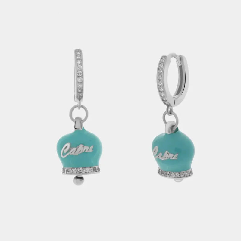 Orecchini in Argento 925 con campanella Capri azzurra e zirconi