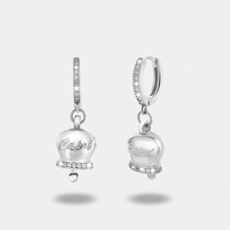 Orecchini in Argento 925 con campanella Capri e zirconi