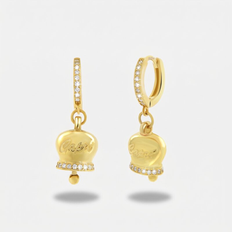 Orecchini in Argento 925 con campanella Capri e zirconi