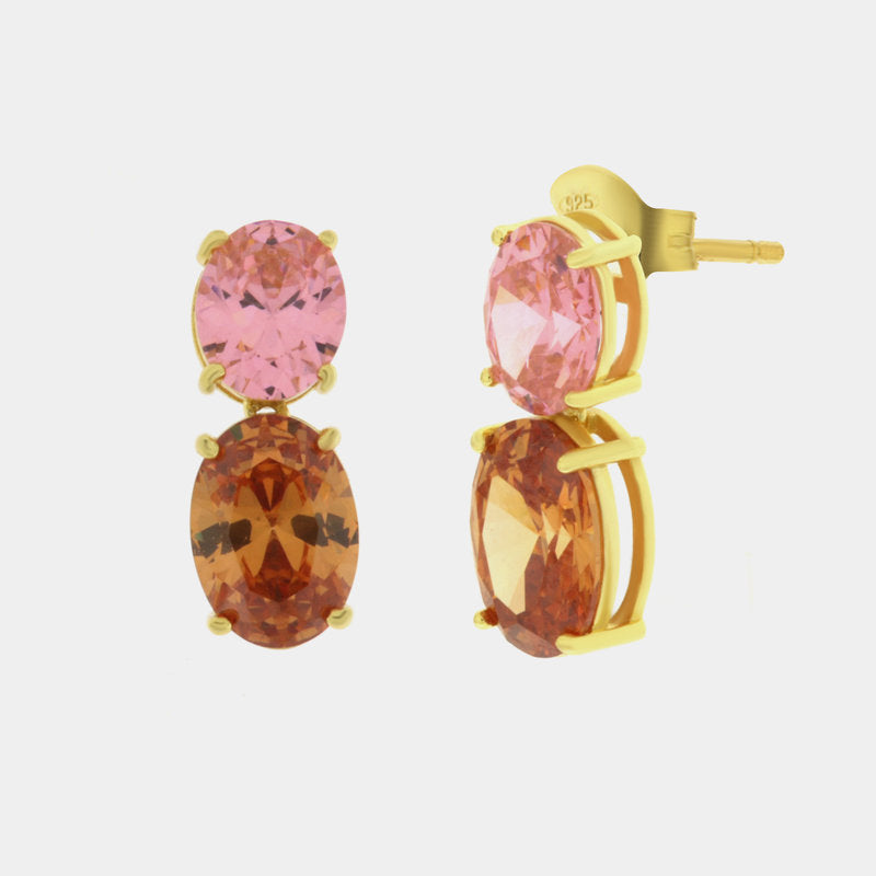 Orecchini in Argento 925 con zirconi champagne e rosa SIMEONE - gioiello BySimon