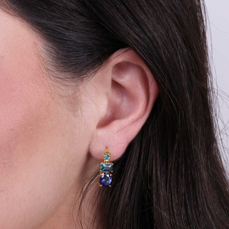 Orecchini in Argento 925 con zirconi graduati blu SIMEONE - gioiello BySimon
