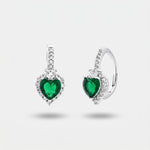 Orecchini argento 925 con cuore verde - BYSIMON gioielli