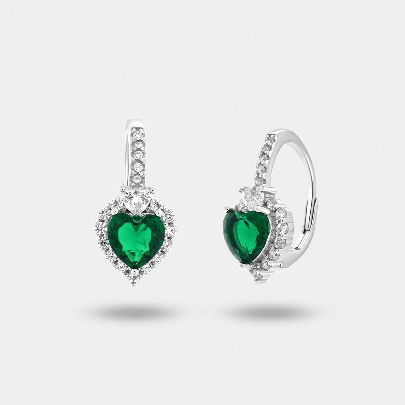 Orecchini argento 925 con cuore verde - BYSIMON gioielli