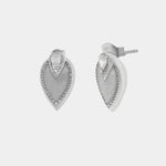 Orecchini in Argento 925 a foglia impreziositi da zirconi e smalto bianco
