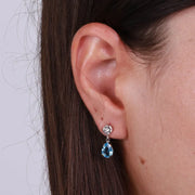 Orecchini in Argento 925 con cristallo a goccia azzurro