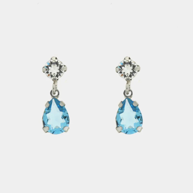 Orecchini in Argento 925 con cristallo a goccia azzurro