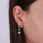 Orecchini in Argento 925 con cristalli colorati viola, azzuro e verde