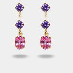 Orecchini in Argento 925 con cristallo ovale rosa e punto luce viola - BYSIMON gioielli