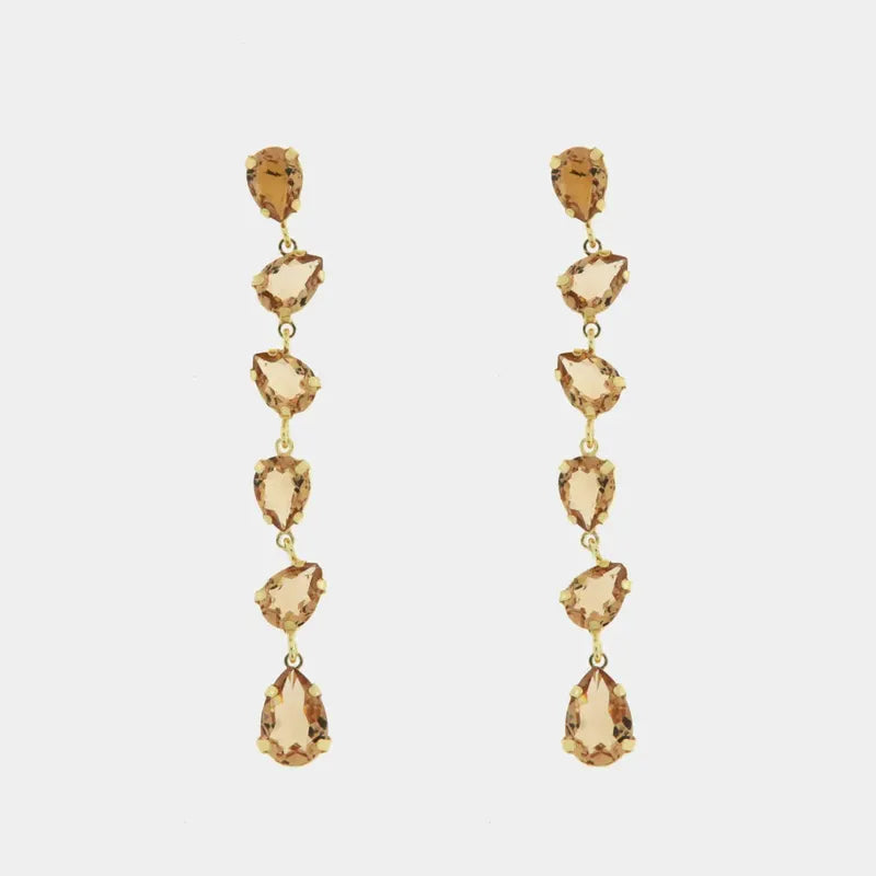 Orecchini in Argento 925 con cristalli champagne pendenti