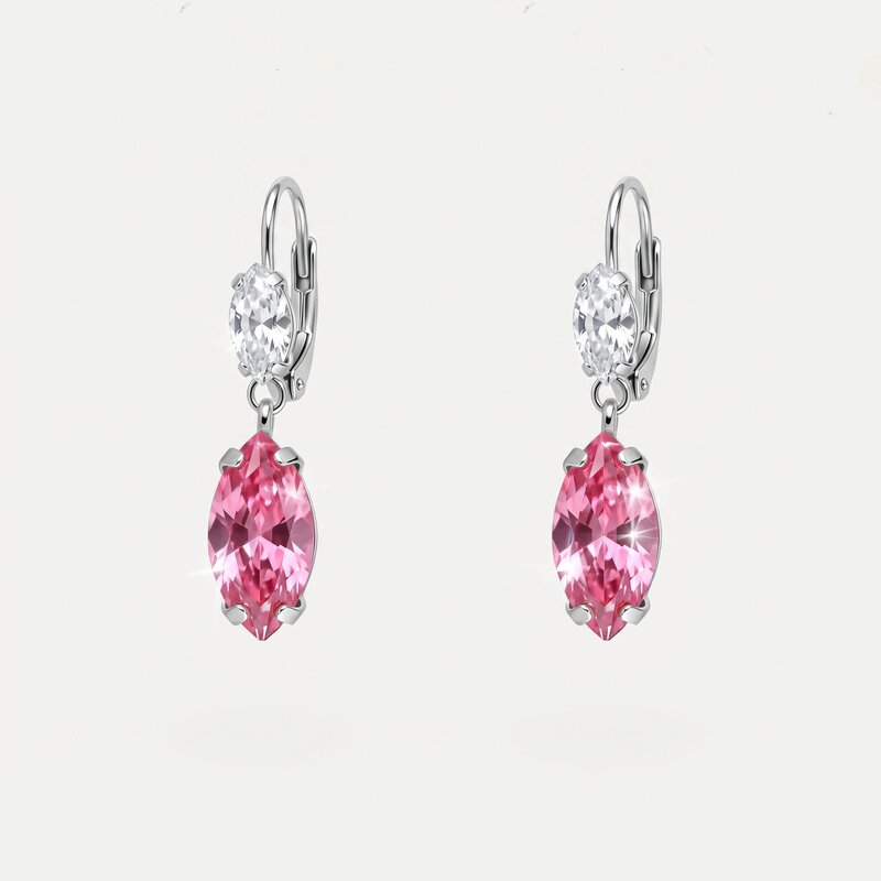 Orecchini in Argento 925 a navette con cristallo rosa - BYSIMON gioielli