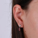 Orecchini in Argento 925 a baguette con cristalli rosa