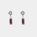 Orecchini in Argento 925 a baguette con cristalli rosa
