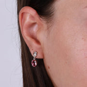 Orecchini in Argento 925 con cristalli rosa e bianchi