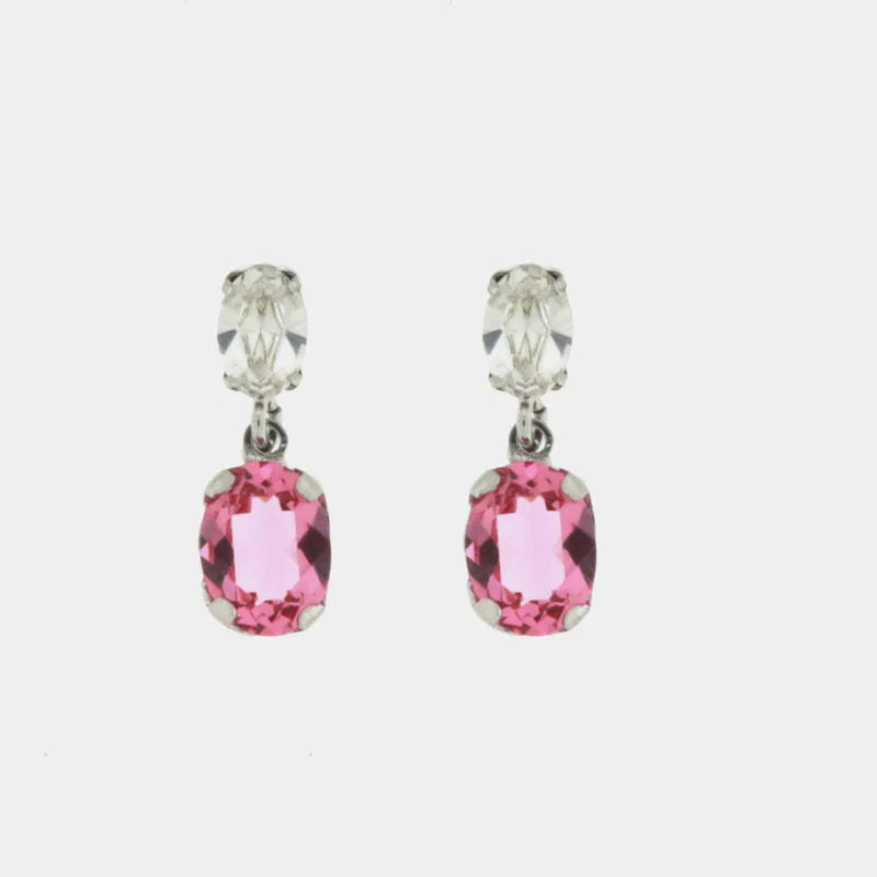 Orecchini in Argento 925 con cristalli rosa e bianchi