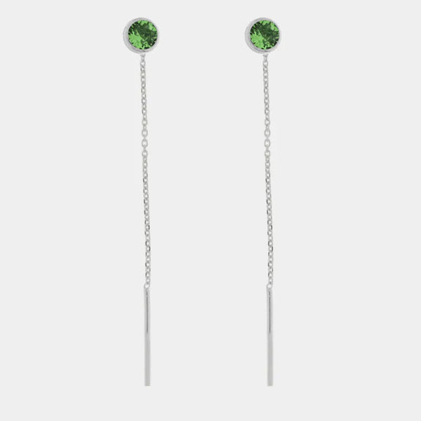 Orecchini in Argento 925 con punto luce verde