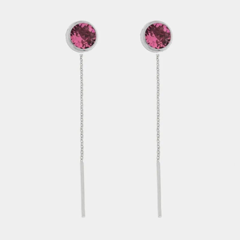 Orecchini in Argento 925 con cristallo fucsia