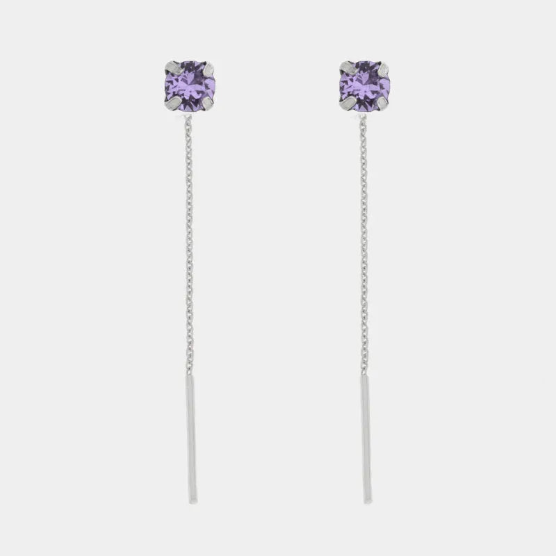 Orecchini in Argento 925 con punto luce viola