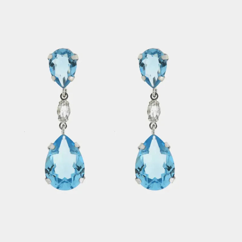 Orecchini in Argento 925 con cristalli azzurri a goccia