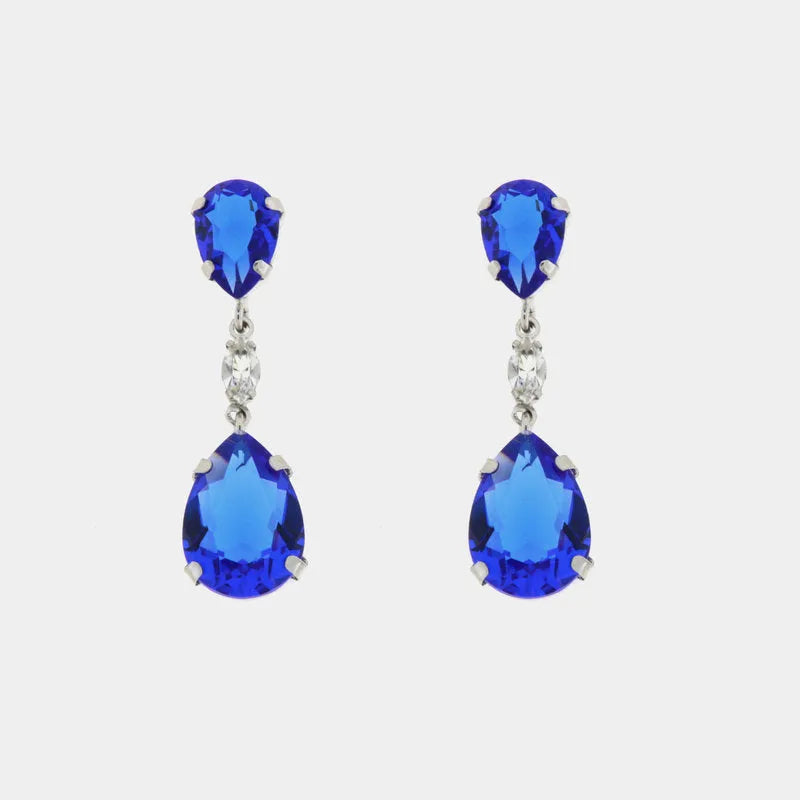 Orecchini in Argento 925 a goccia con cristalli blu - BYSIMON gioielli