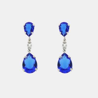 Orecchini in Argento 925 a goccia con cristalli blu - BYSIMON gioielli