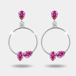Orecchini in Argento 925 a cerchio con cristalli rosa - BYSIMON gioielli